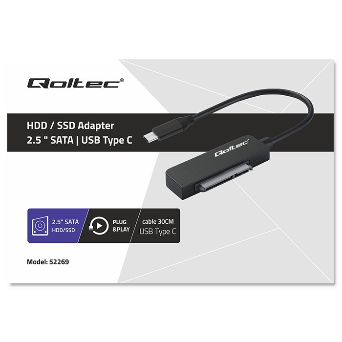 Qoltec SATA adapter cable | Adapter for SSD HDD 2.5" | USB-C | Super speed 5Gb/s | 2TB kabelis datoram