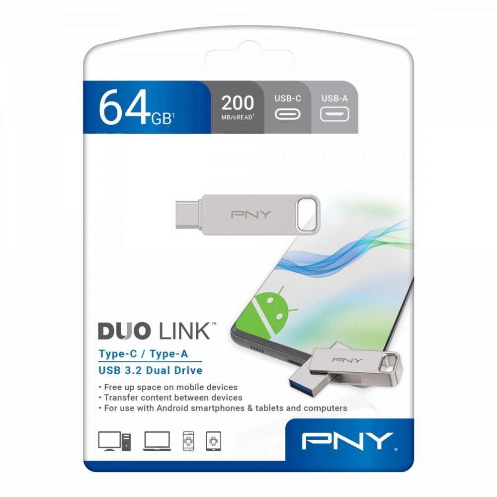 Pendrive 64GB USB 3.2 Duo-Link P-FDI64GDULINKTYC-GE USB Flash atmiņa