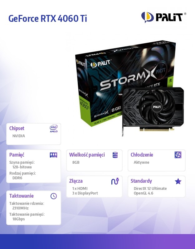 VGA Palit RTX4060TI 8GB StormX video karte