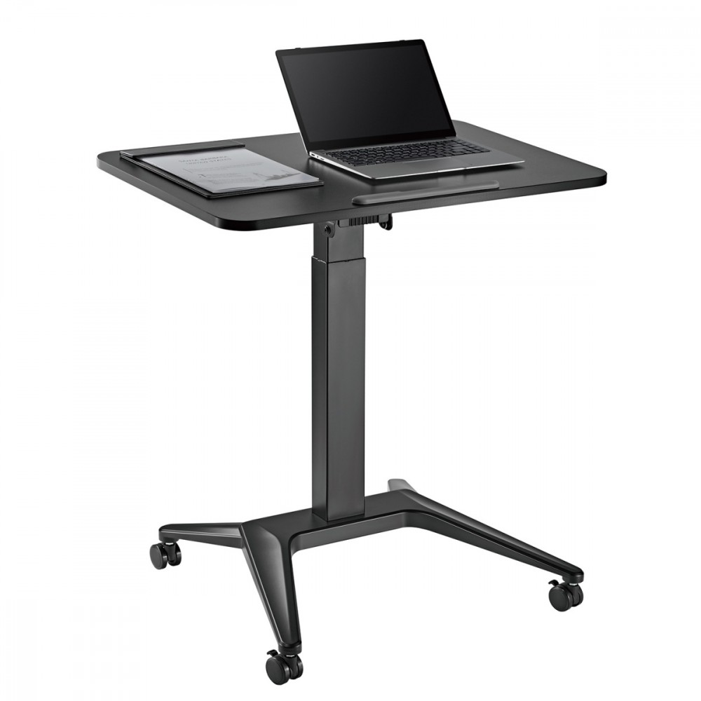 Maclean MC-453 B Mobile Laptop Desk with Pneumatic Height Adjustment, Laptop Table with Wheels, 80 x 52 cm, Max. 8 kg, Height Adjustable Max