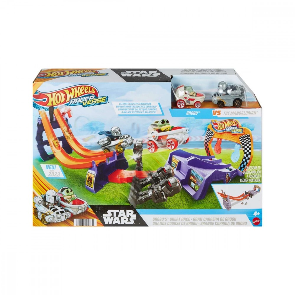 Hot Wheels Racerverse Star Wars Track Set With 2 Racers Inspired By Star Wars: Grogu & The Mandolorian HPL32 (194735162031)