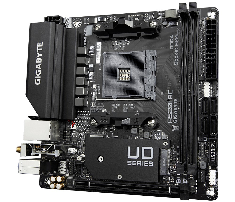 GIGABYTE A520I AC Socket AM4 AMD A520 pamatplate, mātesplate