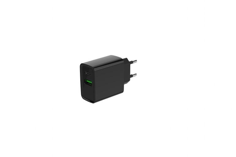 Power Delivery Charger USB-A USB-C 20W Black iekārtas lādētājs