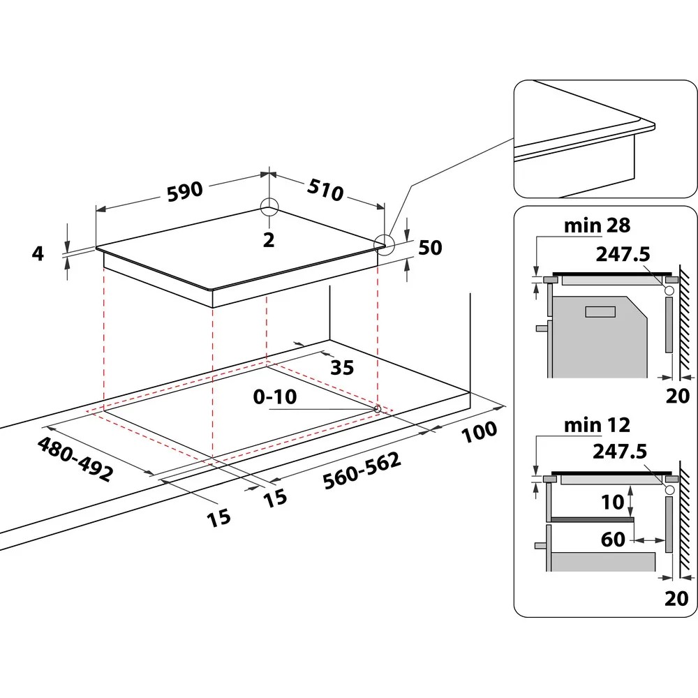 Induction hob WLS5360BFW plīts virsma