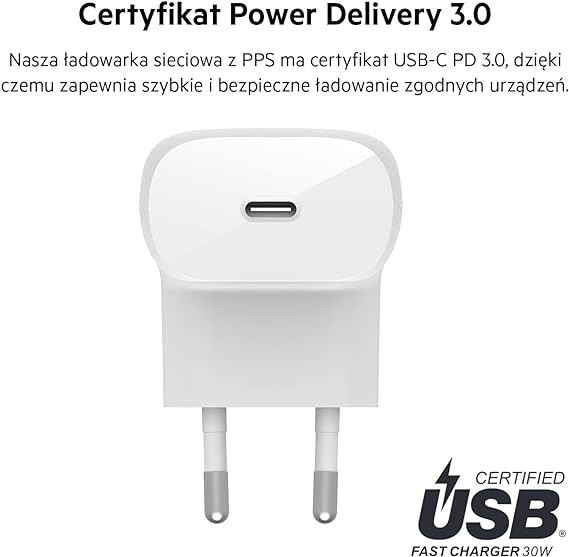 Belkin Boost Charge USB-C PD 30W PPS / USB-C Cab. WCA005vf1MWH-B6