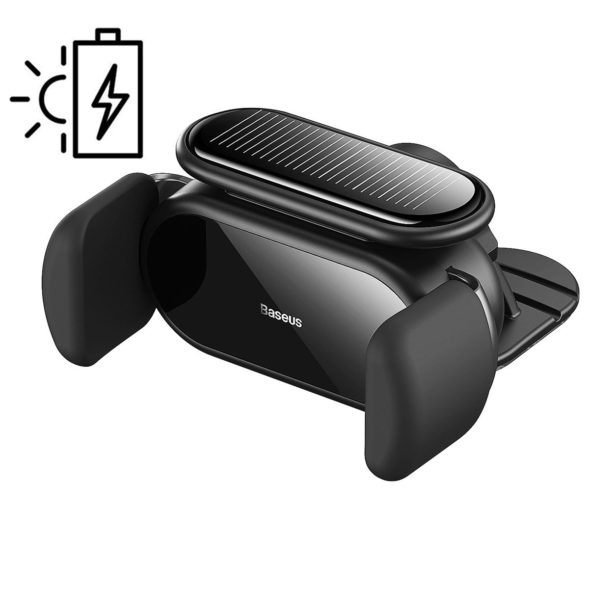 Baseus Steel Cannon Pro Solar Electric Car Phone Holder (Black) Mobilo telefonu turētāji