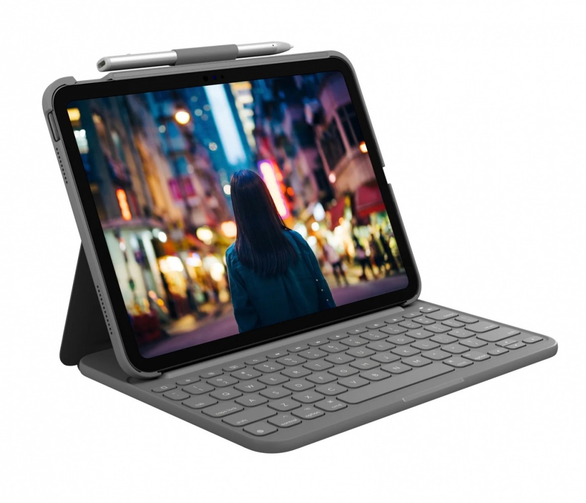 Case with keyboard Slim Folio for iPad 10th generation UK grey planšetdatora soma