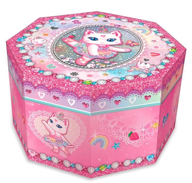 Pecoware octagonal music box - Cat ballerina