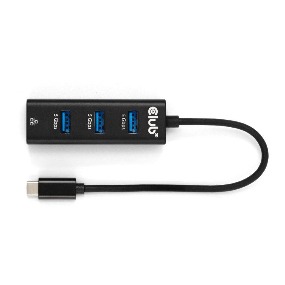 Club3D USB-Hub USB Typ-C 3.2 > 3x USB Typ A       1Gbps retail USB centrmezgli