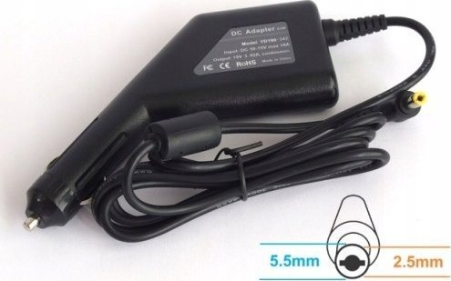 Energy4U CA25 19V / 3.42A (5.5x2.5mm) 65W, Car Power Adapter for Asus, Toshiba, Lenovo Notebook portatīvo datoru lādētājs