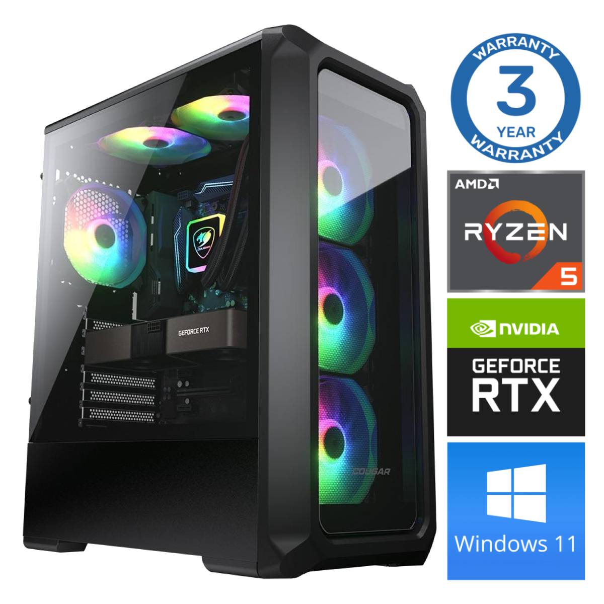 INTOP Ryzen 5 5600X 32GB 250SSD M.2 NVME+2TB RTX3050 6GB WIN11 RW39737WH (7777411539737) dators