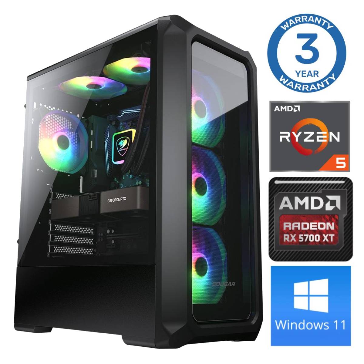 INTOP Ryzen 5 5600X 32GB 1TB SSD M.2 NVME+2TB RX5700 XT 8GB WIN11 RW39728WH (7777411539728) dators