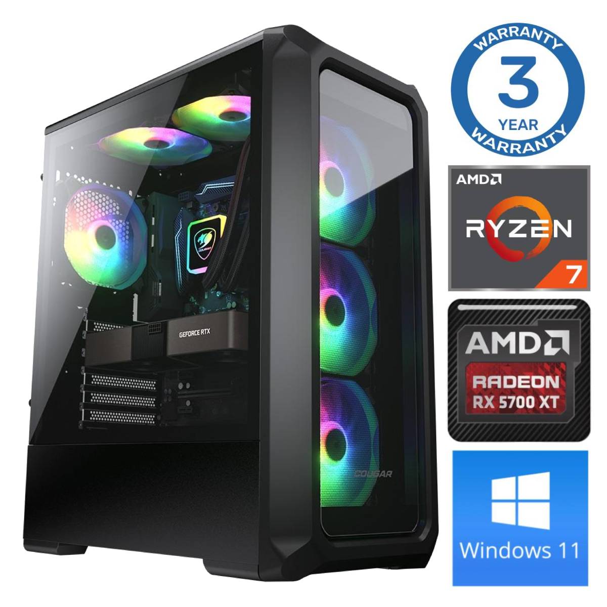 INTOP Ryzen 7 5700X 64GB 1TB SSD M.2 NVME RX5700 XT 8GB WIN11 RW39822WH (7777411539822) dators