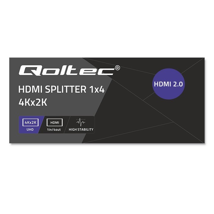 Qoltec 51799 Active HDMI Splitter 4 x HDMI 4K x 2K | 6Gb/s | 60Hz adapteris