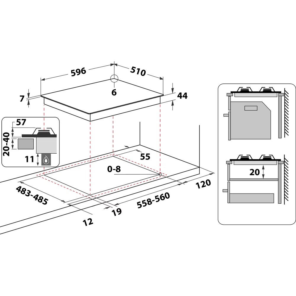 Gas-glass hob HAGS62FBK HAGS62FBK (8050147589724) plīts virsma