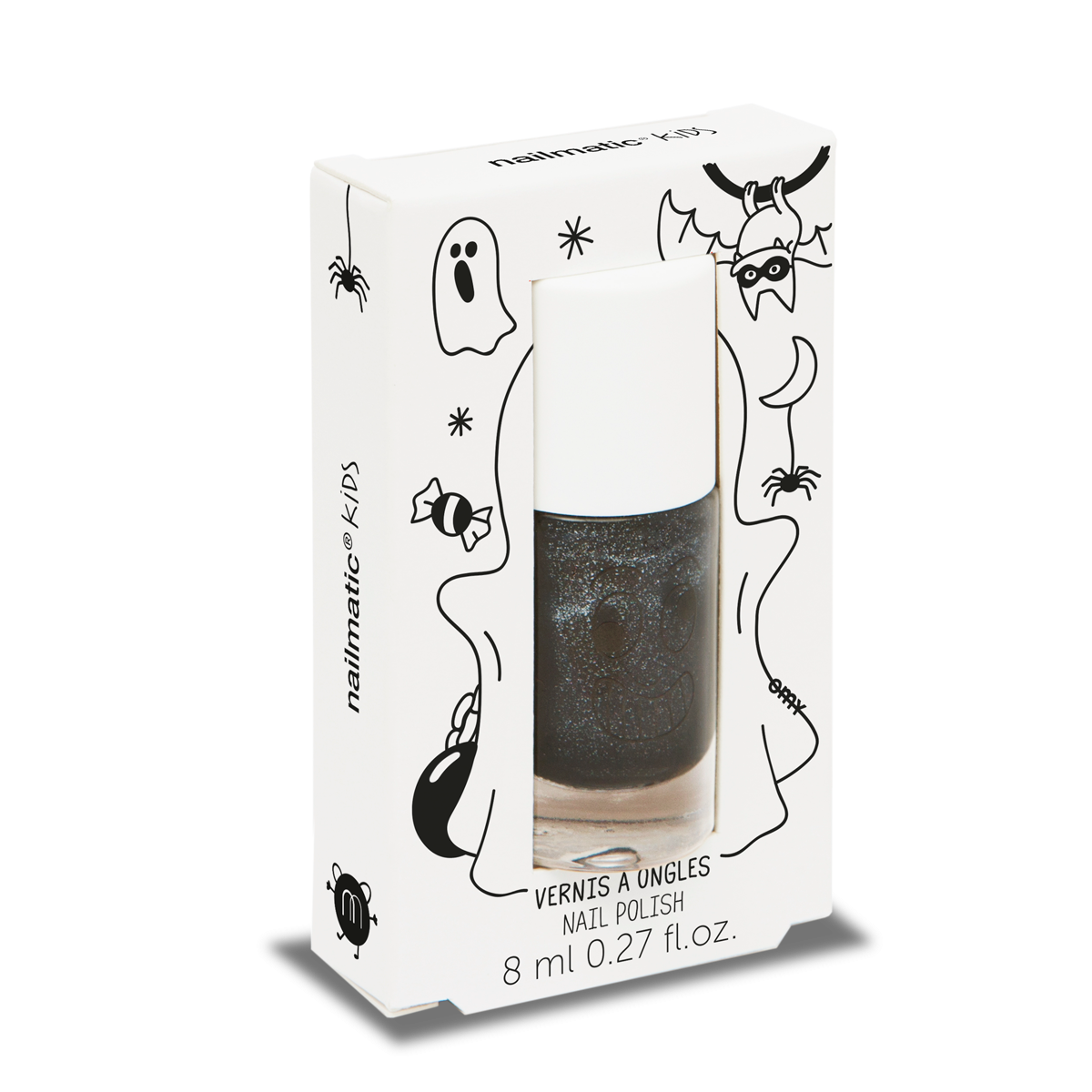 Nailmatic Kids bērnu nagu laka uz ūdens bāzes, 8ml, CASPER- melna CASPER