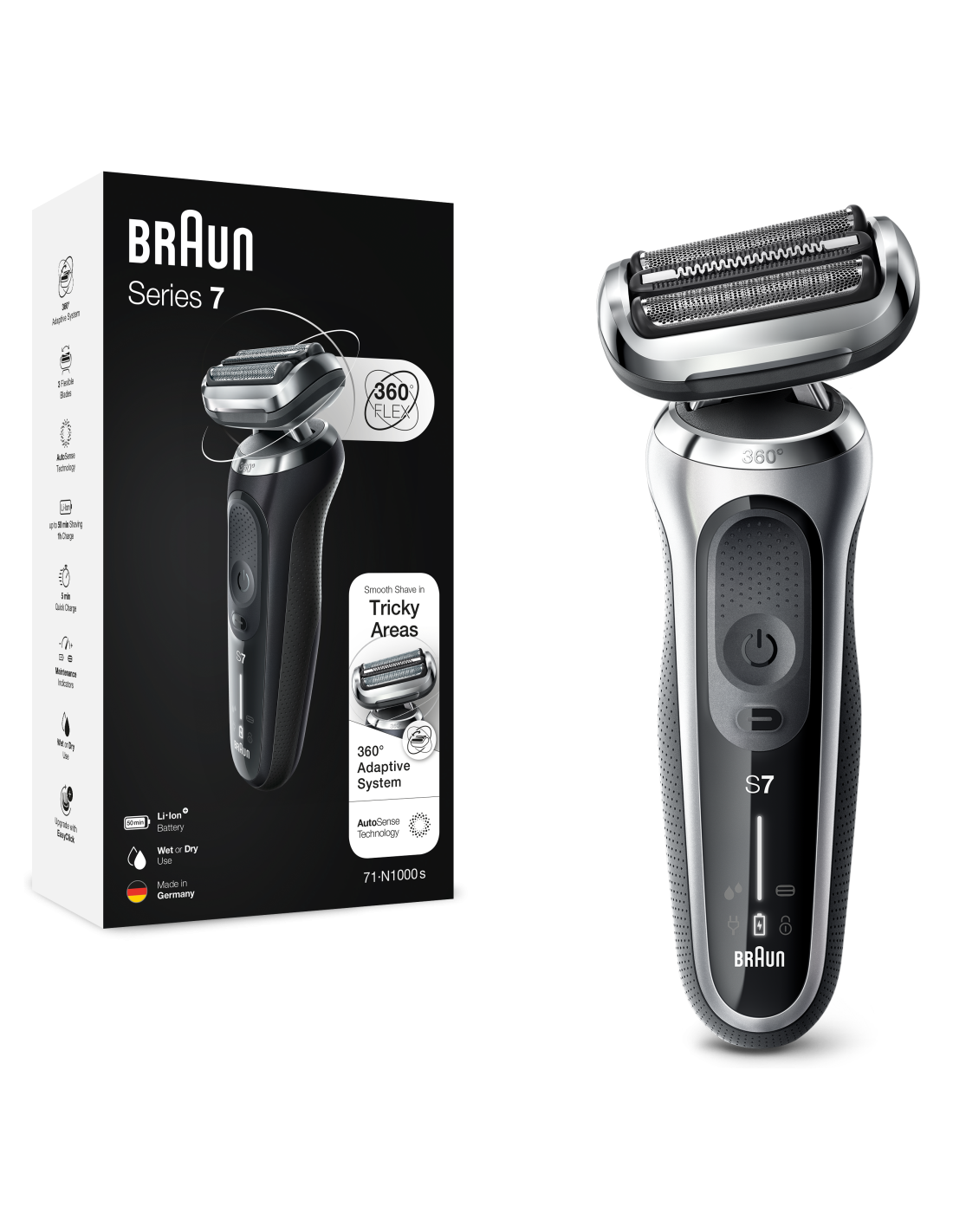 Braun 71-S1000s shaver Series 7 360° Flex, AutoSence Vīriešu skuveklis