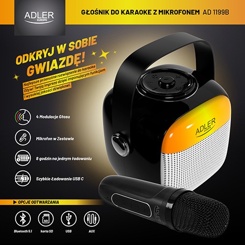 Karaoke speaker AD1199B pārnēsājamais skaļrunis