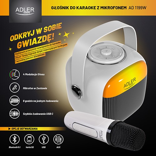 Karaoke speaker AD1199W pārnēsājamais skaļrunis