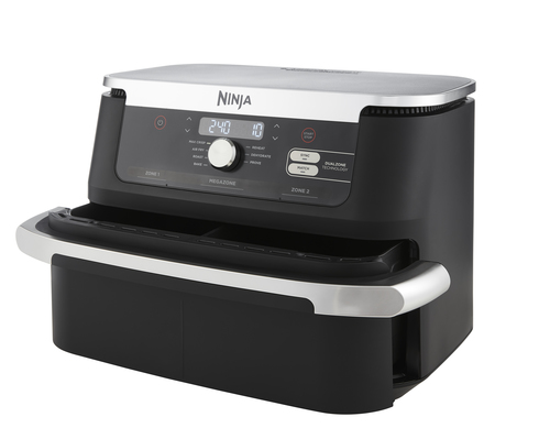 Ninja AF500EU fryer Double 10.4 L Stand-alone 2470 W Hot air fryer Black, Stainless steel ritēšanas iekārta