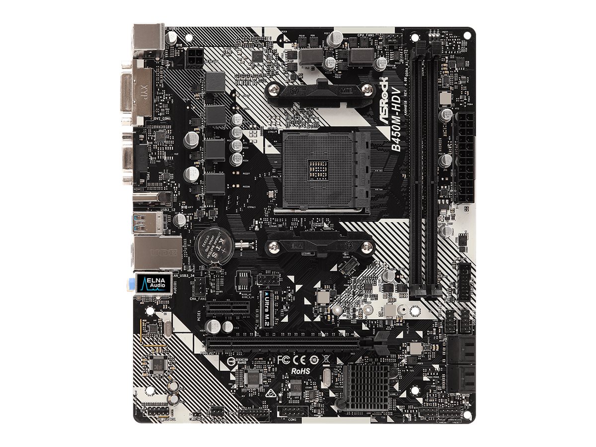 ASRock B450M-HDV R4.0 AMD AM4 MATX 2xDDR4 1xM.2 pamatplate, mātesplate