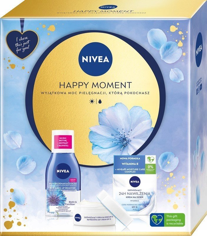 Nivea NIVEA_SET Happy Moment odswiezajacy krem na dzien 50ml + dwufazowy plyn do demakijazu oczu 125ml 9005800372297 (9005800372297)