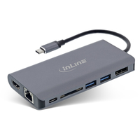 INLINE 17,80cm (7) 1 - Dockingstation - USB-C 3.2 Gen 1 - HDMI, DP - GigE 4043718292011 dock stacijas HDD adapteri