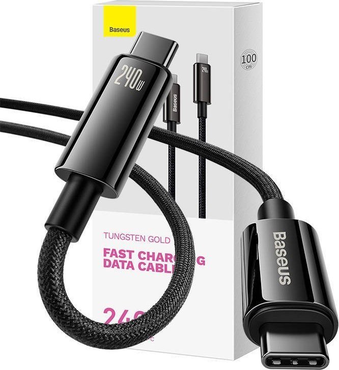 Baseus CAWJ040001 Tungsten Gold Fast Charging Data Cable USB-C - USB-C 240W 1m Black USB kabelis