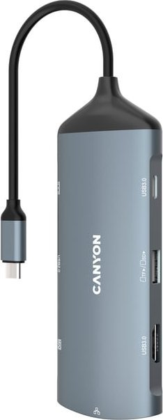 Stacja/replikator Canyon CANYON 8 in 1 hub, with 1*HDMI,1*Gigabit Ethernet,1*USB C female:PD3.0 support max60W,1*USB C male :PD3.0 support m dock stacijas HDD adapteri