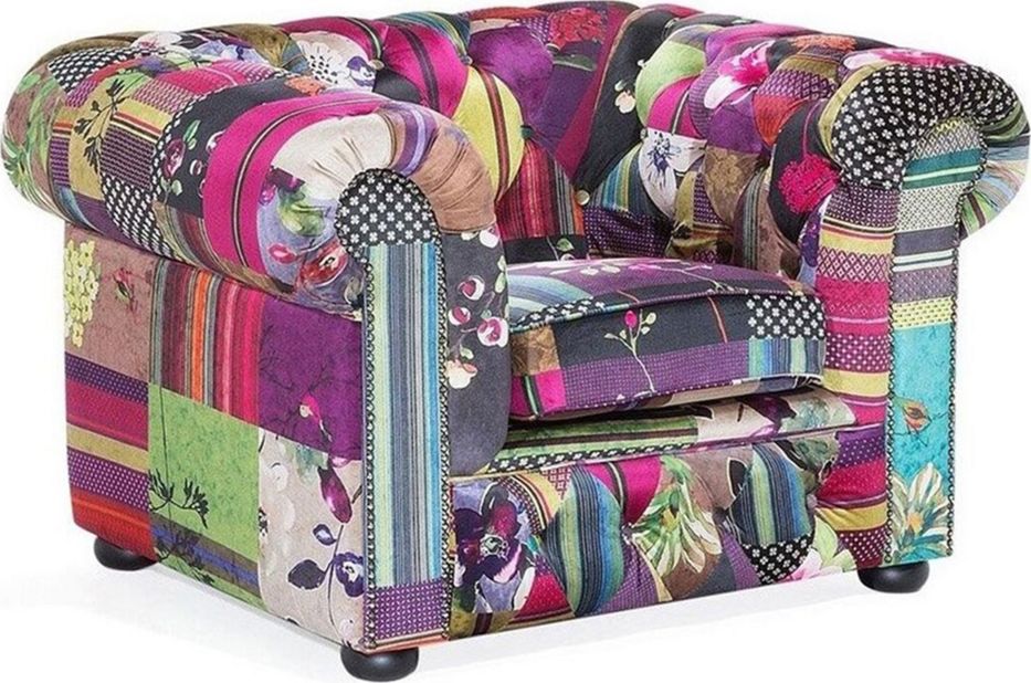 Beliani Fotel patchwork fioletowy CHESTERFIELD 51015 (4260580921195) Dārza mēbeles