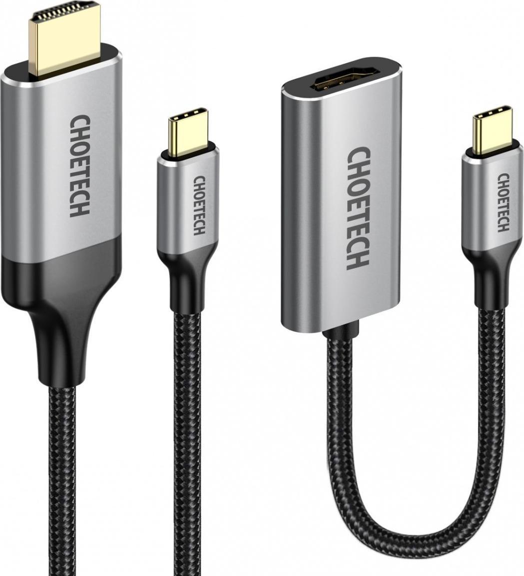 Kabel USB Choetech USB-C - HDMI 2 m Szary (6971824979695) USB kabelis
