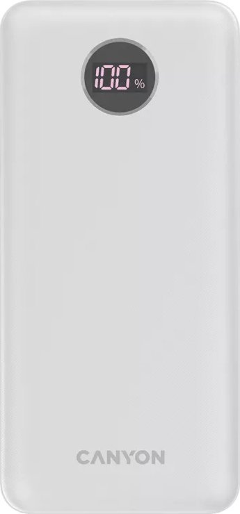 Canyon Powerbank PB-2002  20000 mAh  PD/QC/Display     white retail Powerbank, mobilā uzlādes iekārta