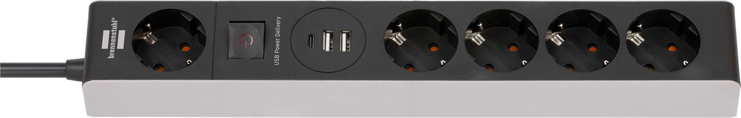 Brennenstuhl Steckdosenleiste 5-fach, 1x USB-C und 2x USB-A - schwarz kabelis, vads