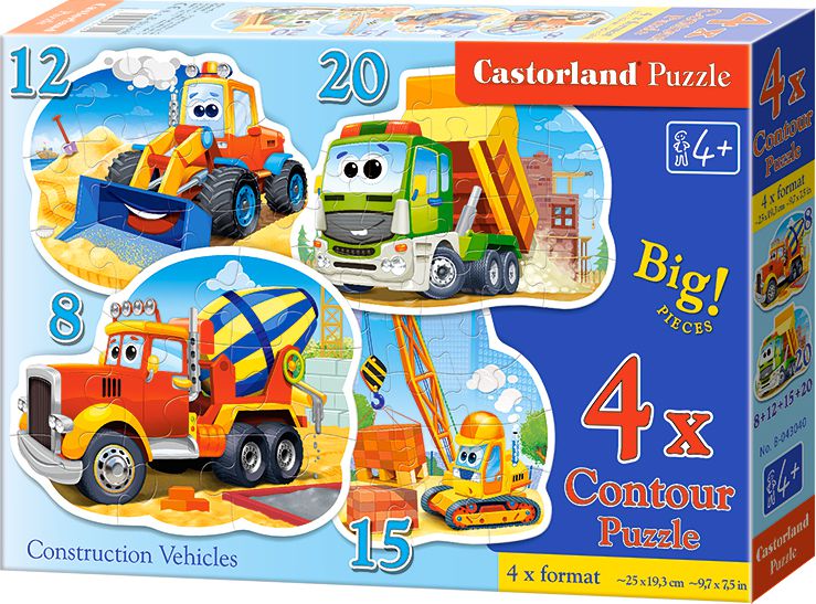 Castorland Puzzle x4 - Construction Vehicles (229447) puzle, puzzle