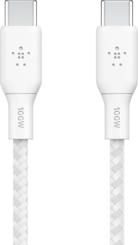 Belkin braided USB-C/USB-C Cable 100W 2m white CAB014bt2MWH kabelis, vads