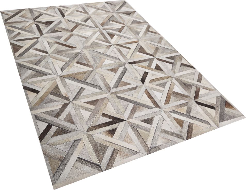 Beliani Dywan patchworkowy skorzany 140 x 200 cm brazowo-bezowy TAYTAN 230185 (4251682253369)