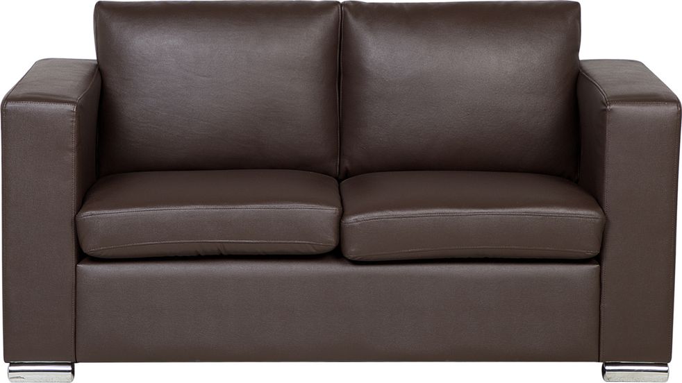 Beliani Sofa 2-osobowa ekoskora brazowa HELSINKI 13206 (4260580932955) Dārza mēbeles