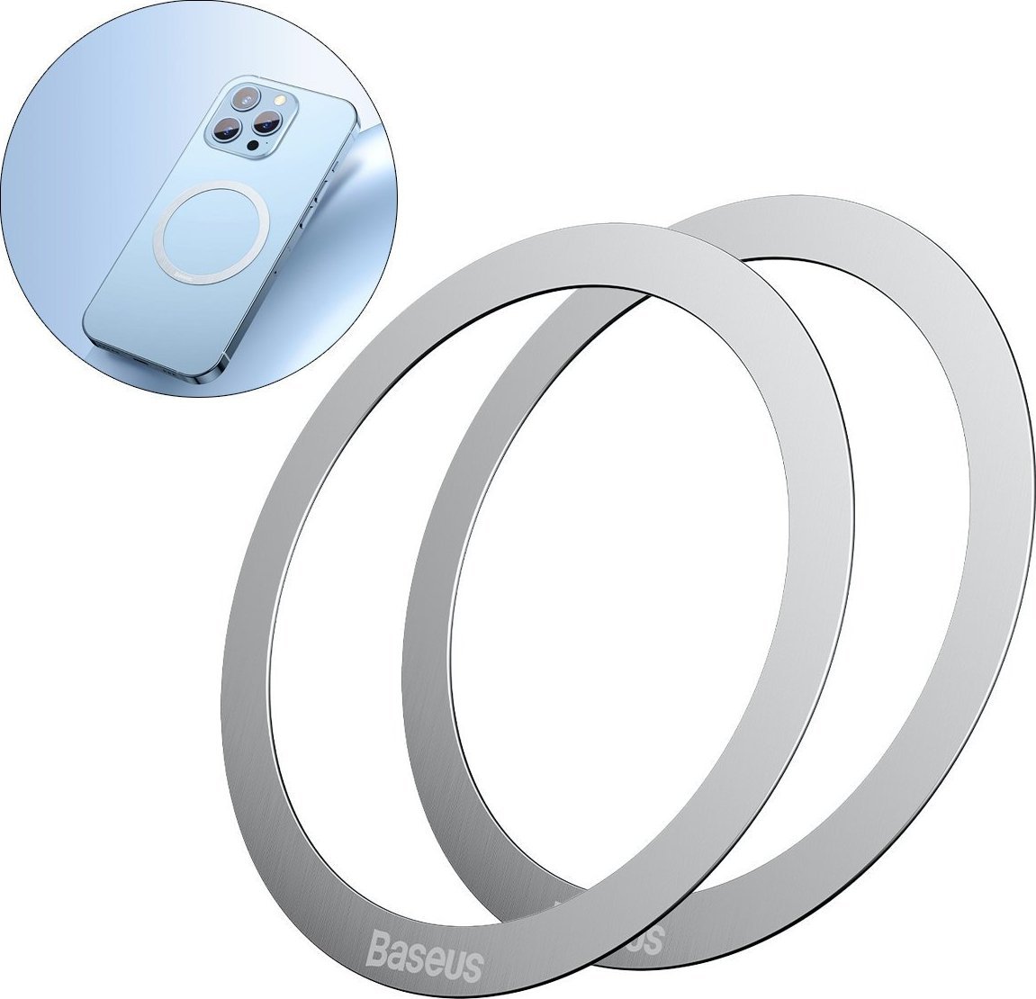 Baseus Halo Magnetic Ring for phones, , MagSafe (Silver) Mobilo telefonu turētāji