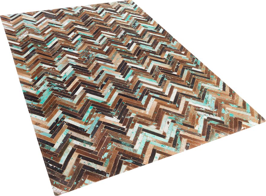 Beliani Dywan patchwork skorzany 140 x 200 cm wielokolorowy AMASYA 41489 (4260602378112)