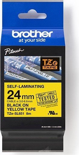 BROTHER TZESL651 24 MM BLACK ON YELLOW SELF LAMINATE