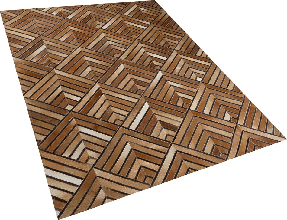 Beliani Dywan patchwork skorzany 160 x 230 cm brazowy TEKIR 202866 (4251682236362)