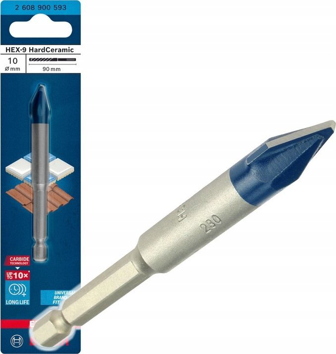 Wiertlo Bosch Expert HEX-9 HardCeramic drill, O 10mm (length 90mm)