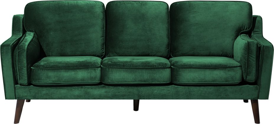 Beliani Sofa 3-osobowa welurowa zielona LOKKA 96702 (4260602373261) Dārza mēbeles