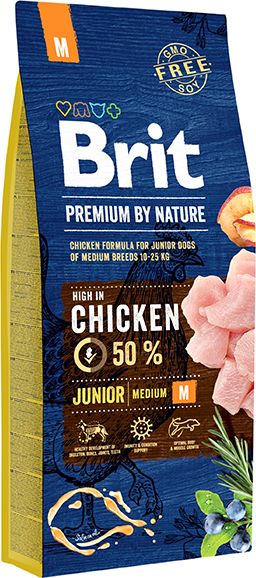 Brit Premium By Nature Junior M Medium 3kg VAT011731 (8595602526321) barība suņiem