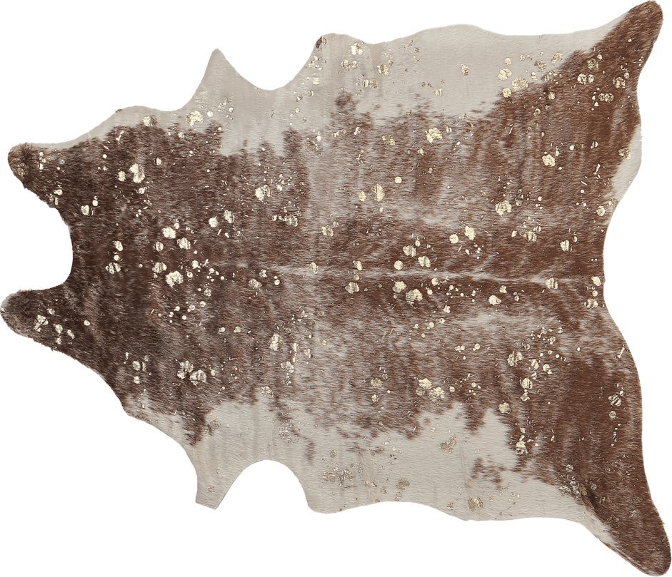 Beliani Dywan ekoskora w laty 150 x 200 cm brazowy ze zlotym BOGONG 309200 Bel (4251682276504)