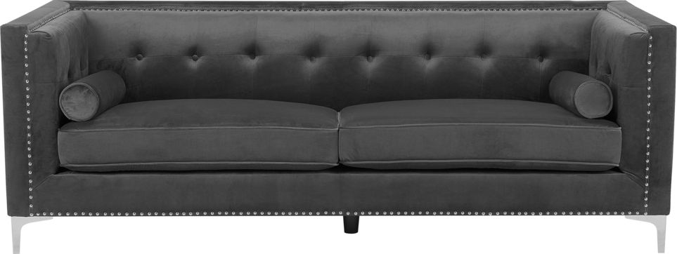 Beliani Sofa 3-osobowa welurowa ciemnoszara AVALDSENES 169575 (4251682221764) Dārza mēbeles