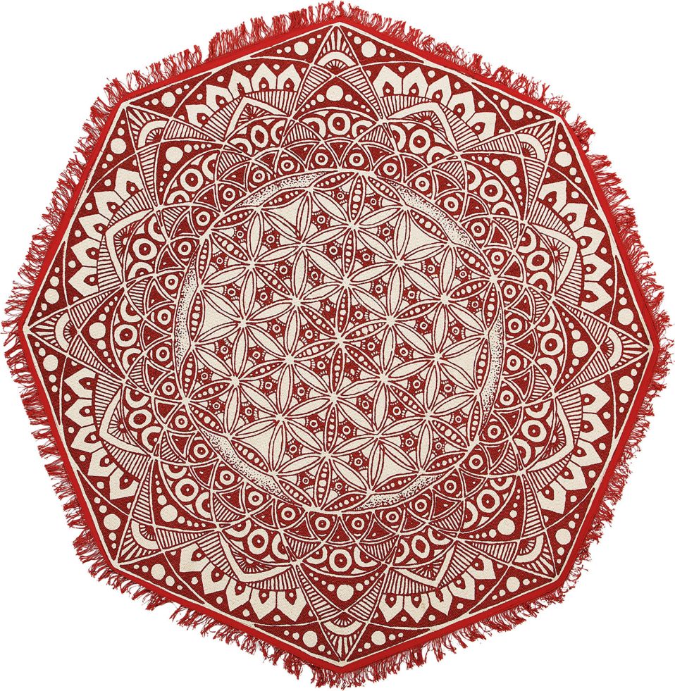 Beliani Dywan okragly orientalny nadruk 120 cm czerwono-kremowy MEZITILI 177257 (4251682228169)