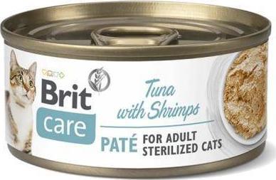 Brit CARE KOT puszka TUNCZYK&KREWETKI dla kotow sterilizowanych 70g VAT016153 (8595602545513) kaķu barība