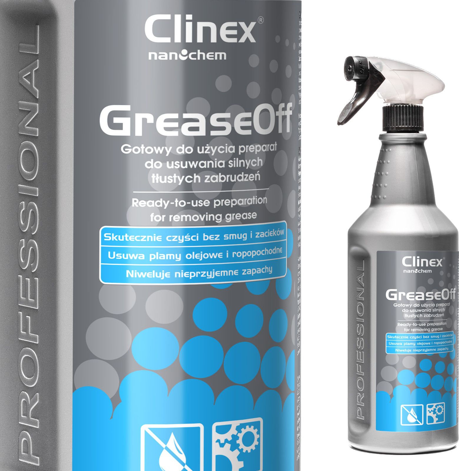 Clinex Odtluszczacz srodek do usuwania silnych tlustych zabrudzen CLINEX GreaseOff 1L Odtluszczacz srodek do usuwania silnych tlustych zabru Sadzīves ķīmija