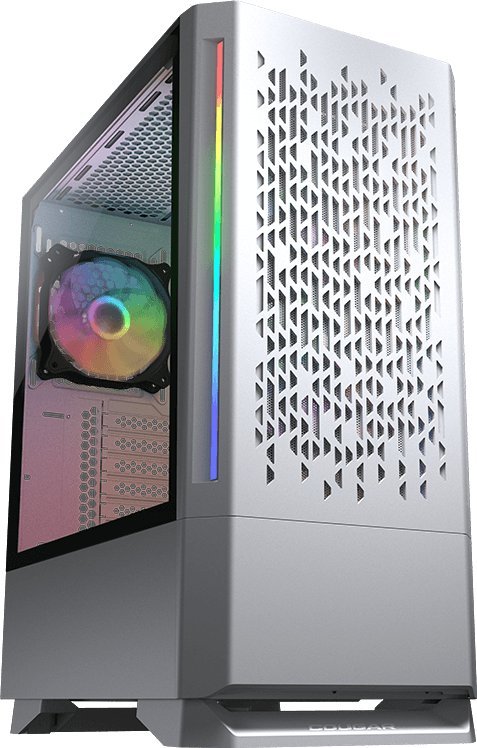 COUGAR | MX430 Air RGB White | PC Case | Mid Tower / Air Vents Front Panel with ARGB strips / 3 x ARGB Fans / 4mm TG Left Panel Datora korpuss